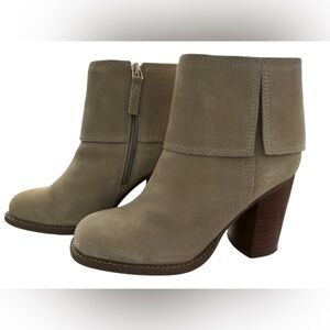 Kelsi Dagger Tan Chunky Heel Ankle Boots EUC Size 7